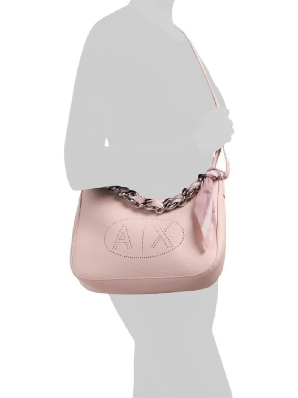 ARMANI EXCHANGE Medium Logo Hobo With Chain Strap And Crossbody Strap